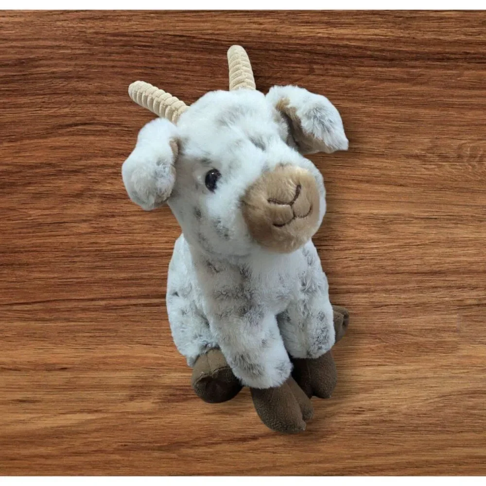 The Petting zoo Eco-Friendly Spotted Goat‎ Plush Stuffed Animal White Grey  12